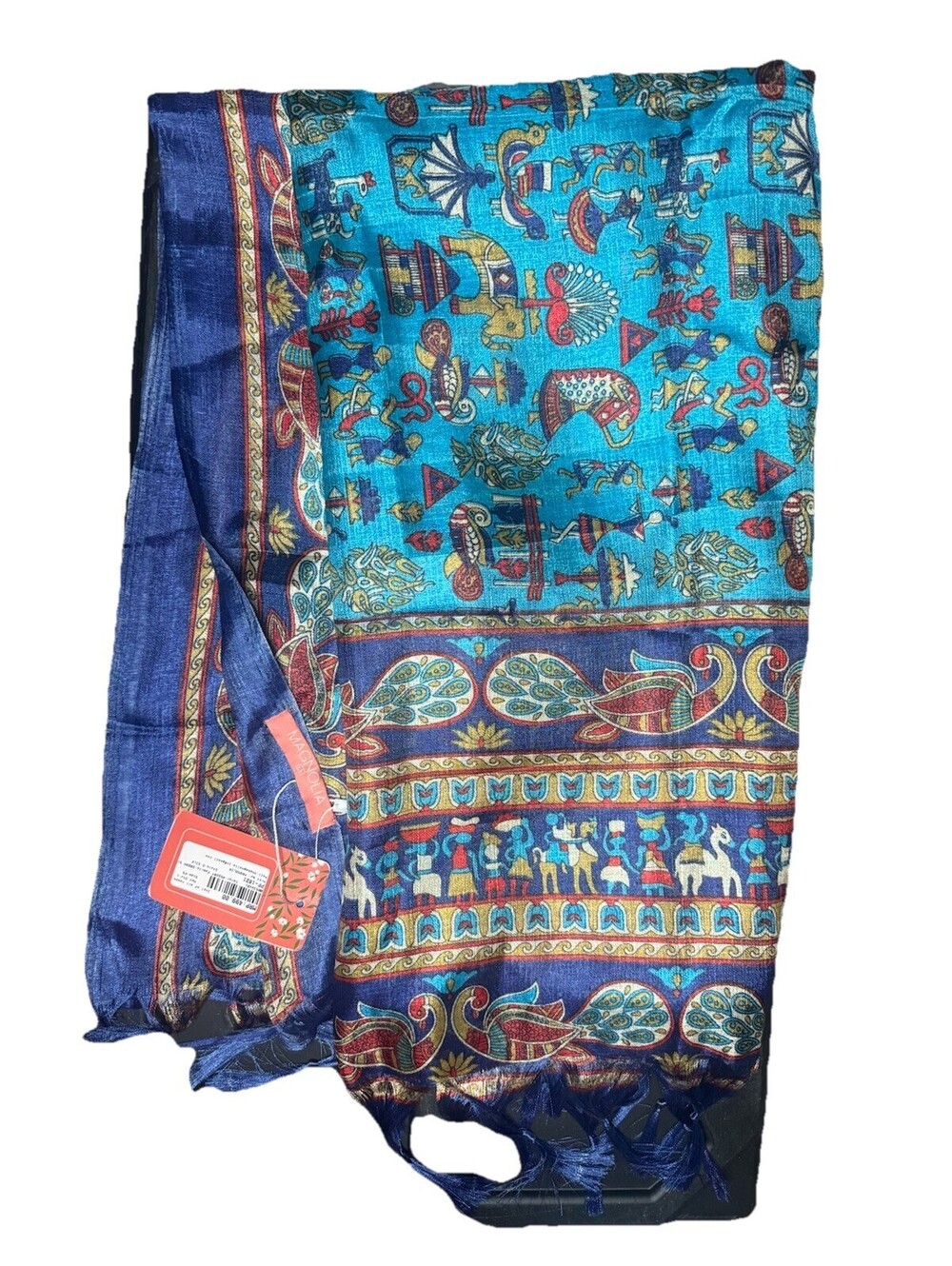 Magnolia Dream Silk Scarf Blue NWT Assorted Print